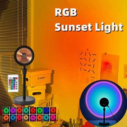 Night Lights USB Sunset Lamp Projector Night Light Sun LED Desk Lamp Rainbow Light Birthday Party Bedroom Living Room Cafe Decoration P230331