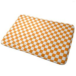 Carpets Orange / White End Zone Chequered Pattern Entrance Door Mat Bath Rug Hgg1 Football Stadium Sports Gridiron Field Goal