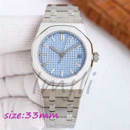 Women Watch Ap Luxury Ladies Watches for Quartz Diamond Designer Watch 33mm for Women Watch Full Stainless Steel Sky Blue Wristwatch
