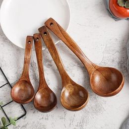 Spoons Wooden Kitchen Soup Non-stick Spoon Long Tool Pan Tableware Handle Multifunctional Supplies Cooking Kemu