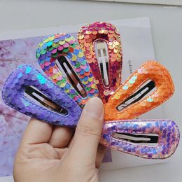 Hair Clips 10pcs/lot Girls' Colored Sequins Hairpin Glitter Drop Cute Kids Barrette Arrival Accessories