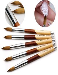 1PC Acrylic Nail Brush Manicure Powder Bursh Wood Handle Oval Crimped Shaped Professional Salon Nail Art Brush Nail Beauty1464255