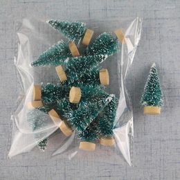 Christmas Decorations 12pcs Mini Tree Ornament Decoration Artificial Pine Sisal Snow Landscape Tabletop Decor Gifts