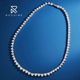 Rochime luxury full heart diamond necklace 925 sterling silver rhodium plated fine Jewellery Necklaces
