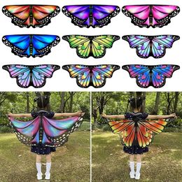 Scarves Kids Butterfly Wings Cape Girls Fairy Shawl Pixie Cloak Fancy Dress Costume Gift