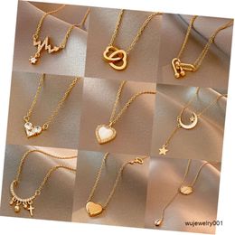 Luxury Non Tarnish 18K Gold Plated Crescent Fishtail Heart Pendant Women 316L Stainless Steel Necklace Jewelry