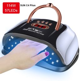 Nail Dryers Nail Dryer Lamp With Automatic Sensor 5721 LED Light 11454W For All Gels 4 Timer Professional Manicure Pedicure Nail Epuipment 230403