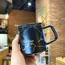 Mugs Simple Mug Nordic Ceramic Creative Personality Coffee Water Cup Large-capacity Household Couple Men And Women With Lid Spoon