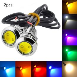 2pcs New 18MM Car Cloudy Headlights Eagle Eye Silver Shell DRL Led Daytime Running Lights LED 12V Backup Reversing Parking Signal Automobiles Lamp