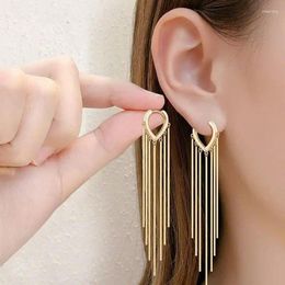 Dangle Earrings Korean Fashion 2023 Gold Plated Exaggerated Long Tassel Pendant Retro Personalised Heart-shaped Women's