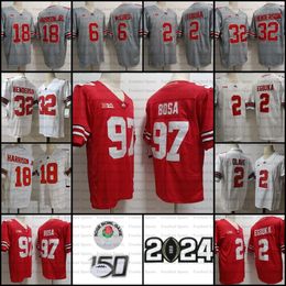 18 Marvin Harrison Jr. Football Jersey Ohio State Buckeyes 32 Henderson Emeka Egbuka Kyle McCord Red White Black Mens College Football Jerseys 150th Stitched