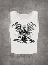 Women's Tanks Goth Grunge Punk Skeleton Print Tank Top For Women Summer High Street Y2K Clothes O-neck Sleeveless Graphic Crop Streetwear