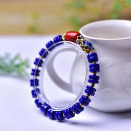 Strand Natural Blue Ore Stone Bracelet Wheel Beads Hand Row For Men Women Material Fashion Jewellery Wholesale JoursNeige