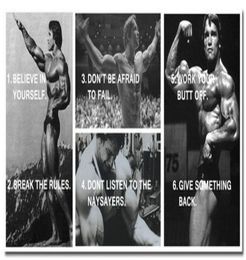 NICOLESHENTING Arnold Schwarzenegger Bodybuilding Motivational Quotes Poster Art Silk 13x27 24x50inch Fitness Pictures for Decor2184525