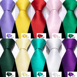 Bow Ties 100 Colours Solid Silk Men Tie Set Red Blue Pink Gold Purple Green Teal Burgundy Yellow Wedding Necktie Handkerchief Cufflinks 231102