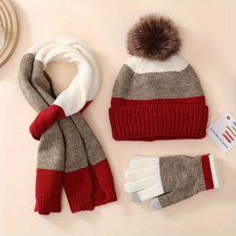 Scarves New Winter Baby Hat Scarf Set Boys and Girls' Hat Knitted Hat Scarf Set Outdoor Children's Warm Plush Hat Baby Hat 231103