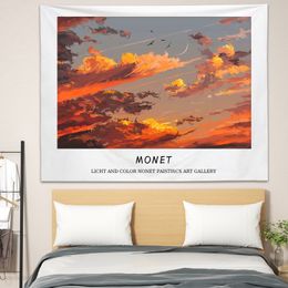 Monet Background Cloth Bedroom Decoration Bedside Hanging Cloth Renting Renovation Dormitory Wallpaper Wall Cloth ins Tapestry Customizationstate of the art