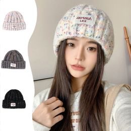 Beanie/Skull Caps Colourful Knitted Hat for Women in Winter Sweet Warm Woollen Women's Hat Beanie Outdoor Fashion Ladies Woman Winter Accessories 231102