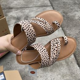 Slippers 2023 Women's Fashion Leopard Female Slides Outdoor Wear Casual Soft Sole Simple Flat Shoes Woman Large Size