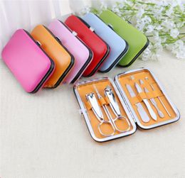 7PCSSet Nail Clippers Candy Colour Box Nails Art Manicure Tools Trimmers Scissors Ear Spoon Tweezer Supplies For Professional SZ417783741