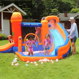 Kids Inflatable Water Slide Park The Playhouse with Pool Jumping Castle Bouncer Combo Wet and Dry for Outdoor Play Summer Party Yard Garden Play Fun Pirate Ship Theme