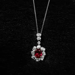 Chains 4ct Egg Shaped 9 11 Pigeon Simulation Ruby S925 Silver Necklace Collarbone Chain 40 3cm