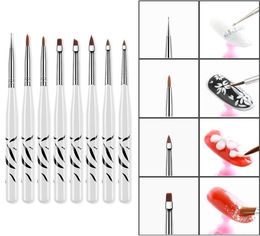 8 Styles Nail Brush Set Zebra Liner Draw UV Gel Acrylic Polish Brush Nail Art Painting Pen Manicure Nail Tips Tool Kits C0122932138