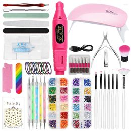 Nail Art Kits Manicure Set Lamp Portable Electric Drill Design Tool Kit With Brush Tools Professional Man