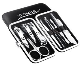 10 in 1 ATOMUS Nail Manicure Set Fashion Carbon Steel flexible Clippers Manicure Sui Fashion Beauty Tools Pedicure Knife Cut Suits2236328
