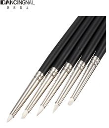 WholePro 5 Pcs Nail Art Pen Brushes Soft Silicone Carving Craft Supplies Pottery Sculpture UV Gel Building Clay Pencil DIY To5124332