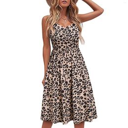 Casual Dresses Women's Leopard Dress Sundresses For Women Beach With Sleeves Young Slimming Curvy