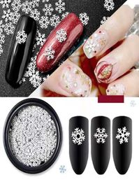 Multisize Nail Art Stickers Decals For Nails Art Christmas Snowflake Series Ultrathin white snowflower sequins7797146