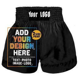 Trunk di boxe Custom MMA Muay Thai Shorts Portano il tuo design o il marchio Taekwondo Pants Children Boxing Sanda per uomini e donne 230331