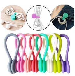 Party Favour Magnetic Twist Cable Ties Silicone Cable Holder Clips Cord Wrap Strong Holding Stuff Cables Organiser For Home Office