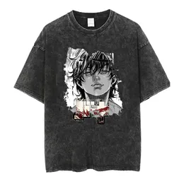 Anime Men's T Shirts Baki Hanma T-Shirt Anime Washed Shirt Vintage Yujiro Dou Manga Tshirts Hip Hop Streetwear Oversized Short Sleeve Tops Unisex 867