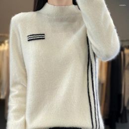 Women's Sweaters Merino Wool Half Turtleneck Jumper Sweater Warm Solid Striped Jacket For Autumn And Winter