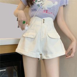 Women's Jeans 2023 Summer Denim Roll Up Shorts Women Loose Wide High Waist Ladies Casual White Black