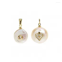 Pendant Necklaces 1Pcs Jewelry Round Coin Shape Free Form Circle Clear Gold Color Cubic Zirconia Freshwater Pearls