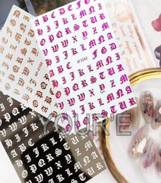 New 3D Gold Black White Nail Sticker Selfadhesive DIY Charm Lable Letter for Nails Decals Manicure Nail Art Decal9768490