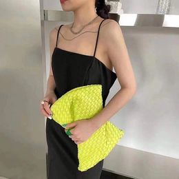 Weaving Bag Fashion Ladies Party Clutch Women Daily Money Phone Clutches Solid Colour Pu Leather Woven Coin Purse Wallet Card