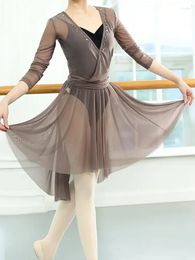 Stage Wear Dance Skirt Mesh Ballet Adult Female Gymnastics Suit Teacher Practice Gauze Tights