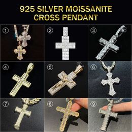 necklace moissanite chain Wholesale VVS Moissanite Diamond Pendant Sterling Sier Jesus Cross for Necklace Men Women Fine Jewellery Charm