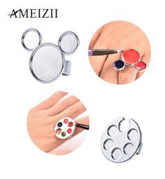 AMEIZII 1Pc Mini Nail Art Metal Finger Ring Palette Dish Mixing Acrylic Gel Polish Painting Drawing Color Paint Manicure Tools2553086