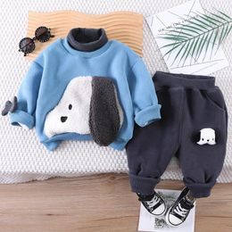 Clothing Sets Boys Thick Winter Children Cotton Velvet Sweatshirts Coat Pants 2pcs Tracksuits For Baby Warm Suit Kids Outfits 5Y