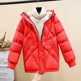 Women's Trench Coats Female Down Cotton Jacket Loose Add Thick Winter 2023 Printing Letter Korean Version Hooded Short Student Coat