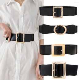 Belts Simple Square Button Elastic Waistband Black Nude Atmospheric Belt Female Summer Fashion Tie-In Decorative Dress