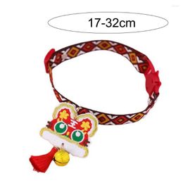 Dog Collars Beautiful Polyester Wear-resistant Super Soft Puppy Kitten Collar With Mini Bell Lion Pendant Decor Cat Decorative