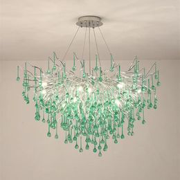 Pendant Lamps Art Led Chandelier Lamp Light Room Decor Luxury Living G9 Lustre Colourful K9 Crystal Hanging Branch Chrome Lamparas