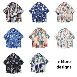 good quality beach fancy shirt short sleeved mens loose ruffled handsome trend floral shirt