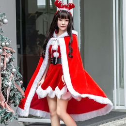 2023 Large Cape Cute Furred Female Adult Robe Role Play Christmas Stage Costume cosplay